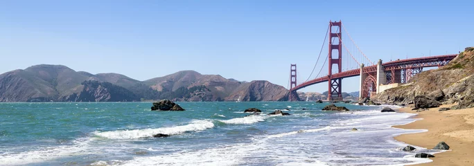 Cercles muraux Pont du Golden Gate Golden Gate Bridge und Marshall Beach Panorama 