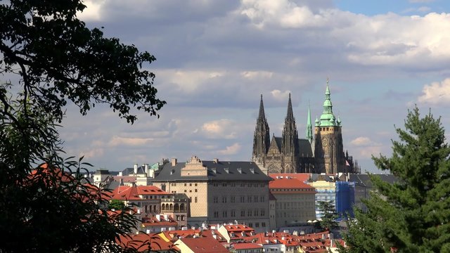 View of St. Vitus Cathedral  & Hradčany from the Petř&iacute;n hill. Prague
