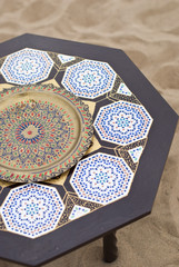 table in desert sahara morocco africa yellow sand 