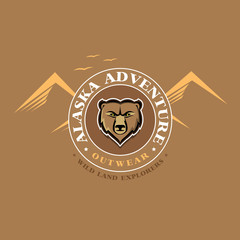 Alaska adventure outdoor t shirt graphics apparel fashion print. Vector Illustration.