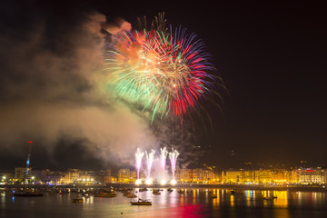 Fireworks in Donostia, Gipuzkoa (Spain)