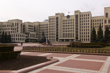 Fototapeta premium Monumental view on the house of president of Belarus in Minsk