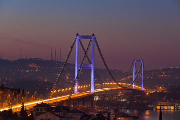 Bosphorus Bridge and traffic at night
