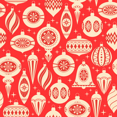Red and gold Christmas seamless pattern - 88955079