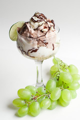 delicious frozen dessert of chocolate and cream in glass