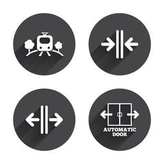 Train railway icon. Automatic door symbol.