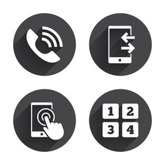 Phone icons. Call center support symbol.