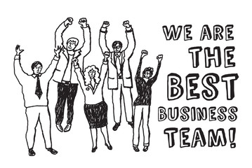 Best business team happy workers black and white