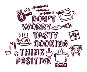 Cooking poster positive thing objects ink