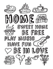 Home family relations icons black and white 