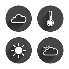 Weather icons. Cloud and sun. Temperature symbol