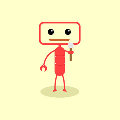 Robot cartoon character with a wrench