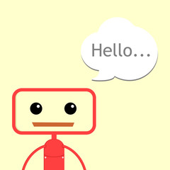 Robot cartoon character with a text