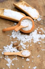 white salt on a wooden vintage