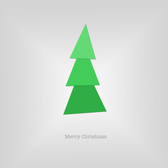 Sleek modern Merry Christmas card with a folded green paper tree.