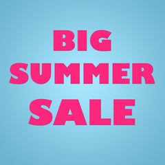 Hot summer sale banner pink letters on blue background.