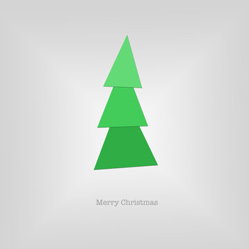 Sleek modern Merry Christmas card with a folded green paper tree.