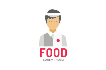 Chinese or japanese fast food man silhouette logo icon template
