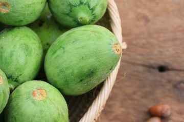baby melon on wooden vintage