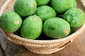 baby melon on wooden vintage