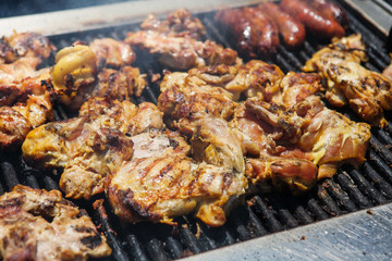 Barbecue Grilled Chicken and sausages