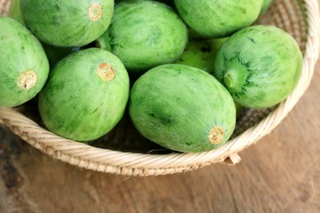 baby melon on wooden vintage