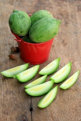 baby melon on wooden vintage