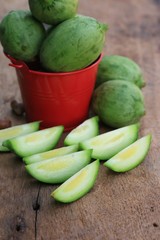 baby melon on wooden vintage