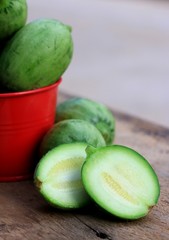 baby melon on wooden vintage