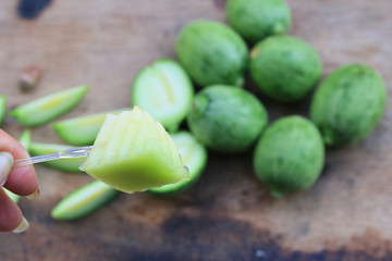baby melon on wooden vintage