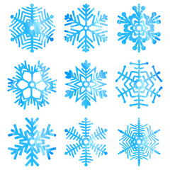 Fototapeta premium Watercolor snowflakes. Vector