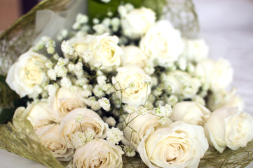White roses bouquet