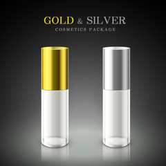 golden and silver cosmetic package