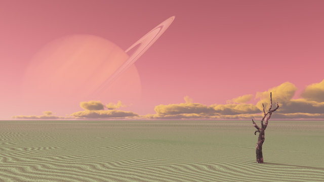Desert terraformed moon of saturn or exosoalr planet