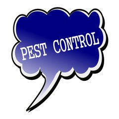 Pest Control white stamp text on blueblack Speech Bubble