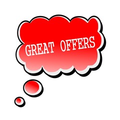 Great Offers white stamp text on red Speech Bubble