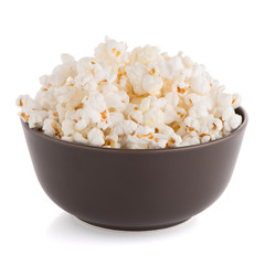 Popcorn in a brown bowl