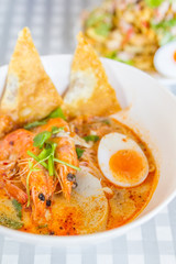 Noodle spicy soup thai style tom yum kung condensed water with b
