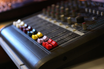 sound music mixer control panel close up