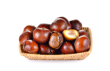Roasted Chestnut on white background
