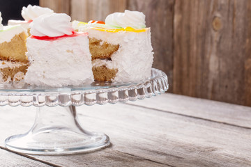 cake on wooden table