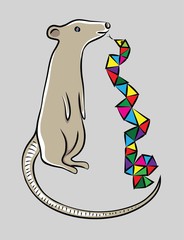 Mouse with Snake, art vector cartoon design