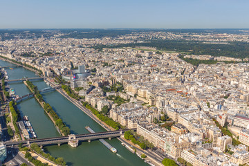 Fototapeta premium Aerial view of Paris Cityscape and Seine River