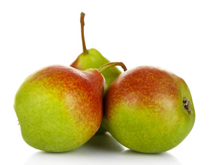 Ripe tasty pears isolated on white