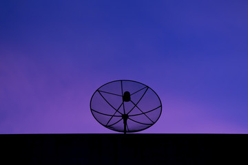 satellite dish on twilight background.communication technology network equipment