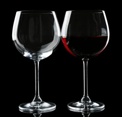Glasses of wine isolated on black
