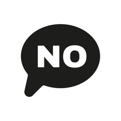 The NO speech bubble icon. Social network and web communicate symbol. Flat