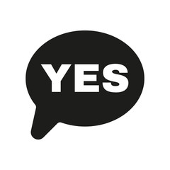 The YES speech bubble icon. Social network and web communicate symbol. Flat