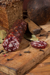 Still life with  sausage