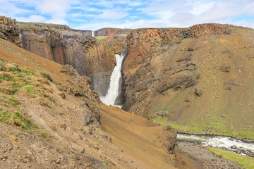 Litlanesfoss waterfall and basaltic rocks, Iceland
